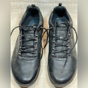 Ecco Mens Size 10 Eur 44 Biom Shoes Black Yak Leather Comfort Sneakers